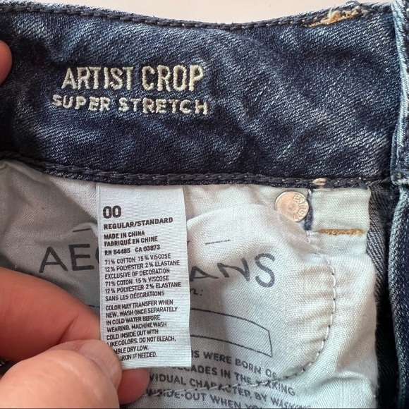 American Eagle Super Stretch Artist Crop Low Rise Distressed Cropped Jeans 00 - Picture 10 of 13